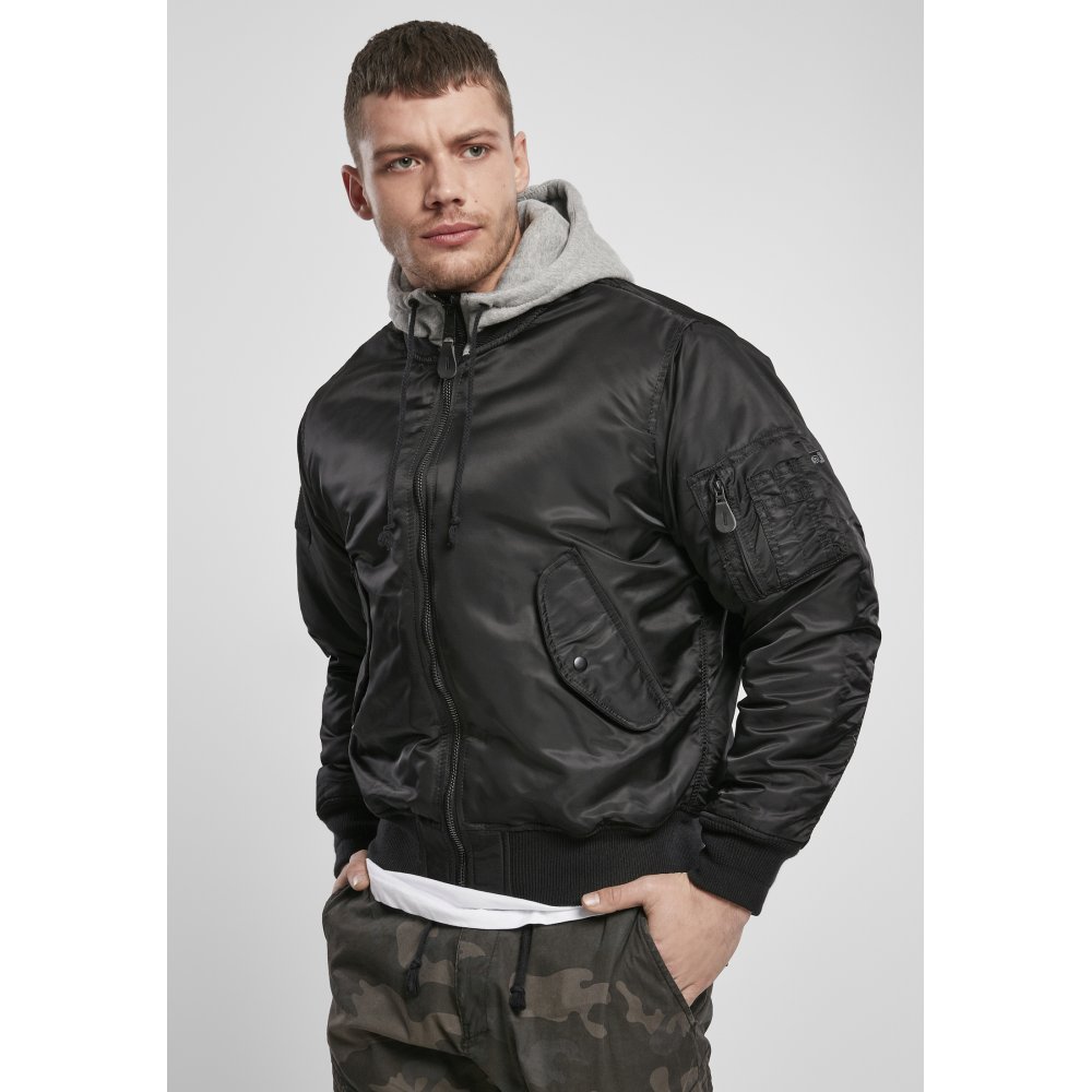 Brandit - Hooded MA1 Bomberjacke - Schwarz/Grau